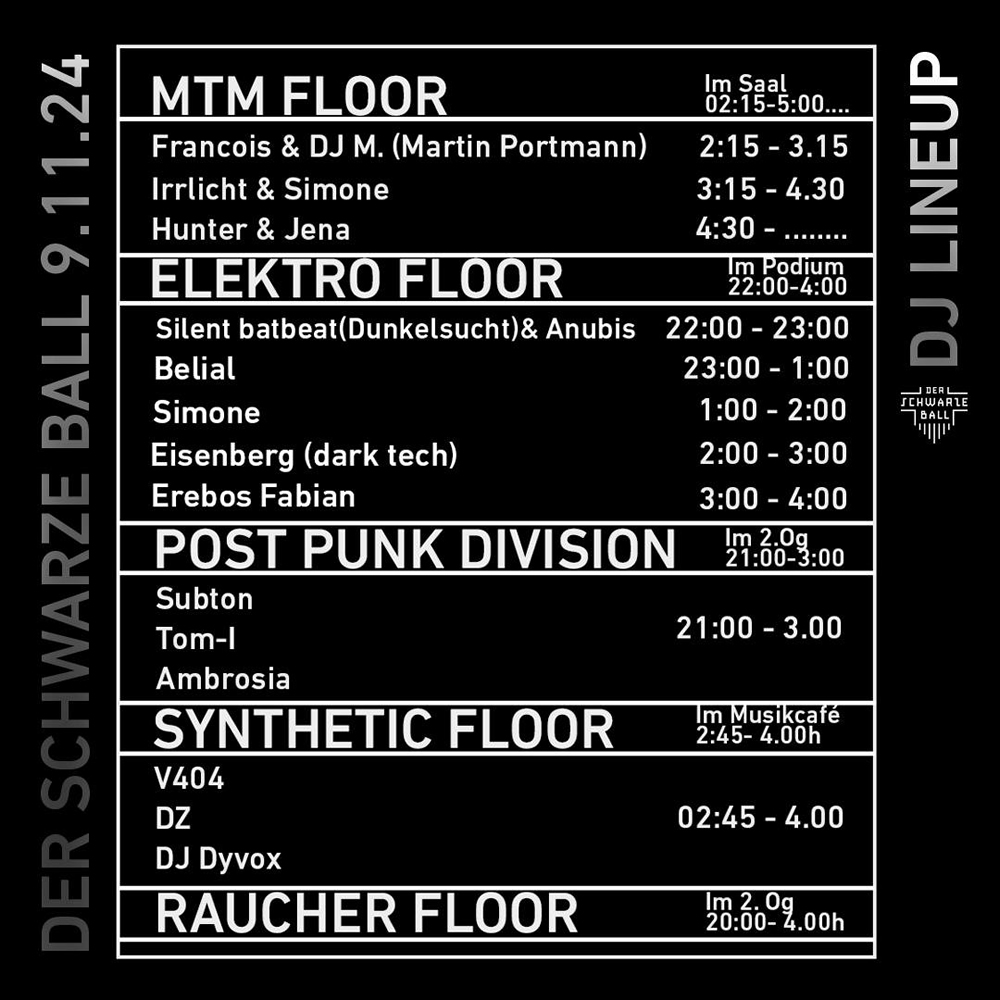 Der Schwarze Ball - Timetable DJs